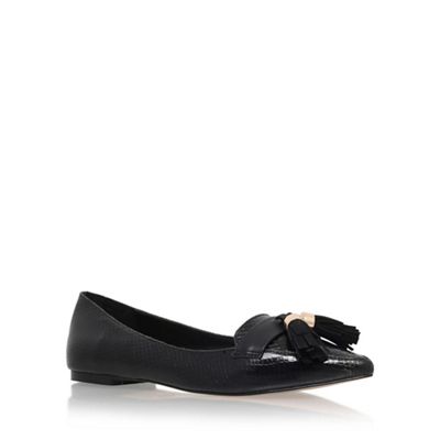Black 'Lot' flat slip on pointed toe court shoe